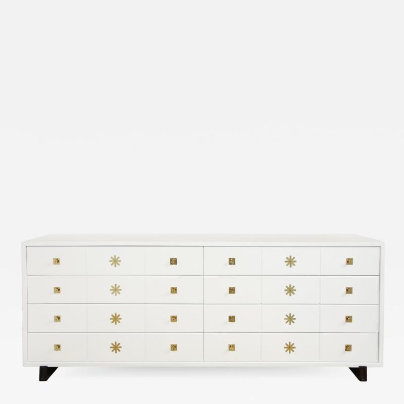 Tommi Parzinger Tommi Parzinger Stunning Long Chest of Drawers with Iconic Hardware 1950s