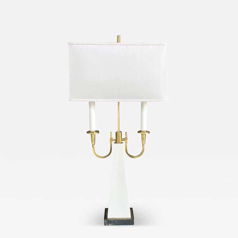 Tommi Parzinger Tommi Parzinger Style 1950s Two light Brass and Ceramic Bouilotte Lamp