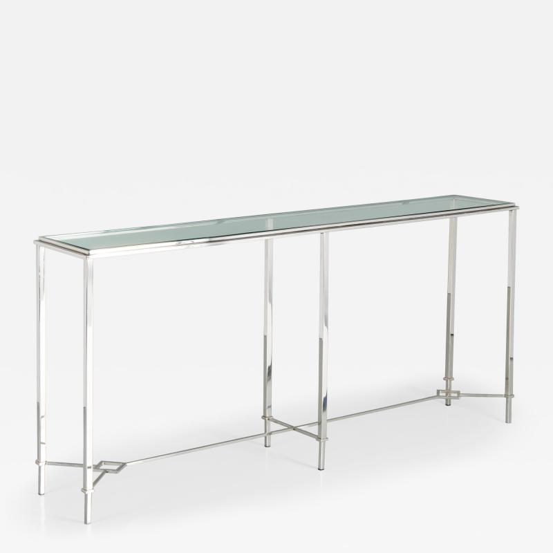 Tommi Parzinger Tommi Parzinger Style Chrome and Glass Console