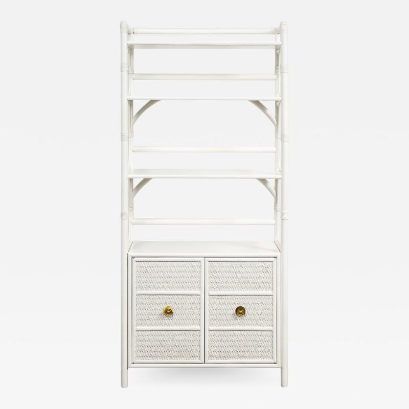 Tommi Parzinger Tommi Parzinger White Lacquered Etagere With Brass Pulls 1950s