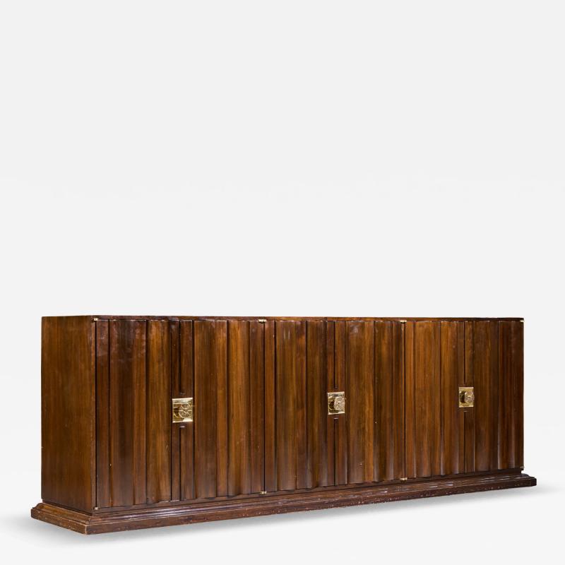 Tommi Parzinger Tommi Parzinger for Parzinger Originals Mid Century Walnut and Brass Credenza