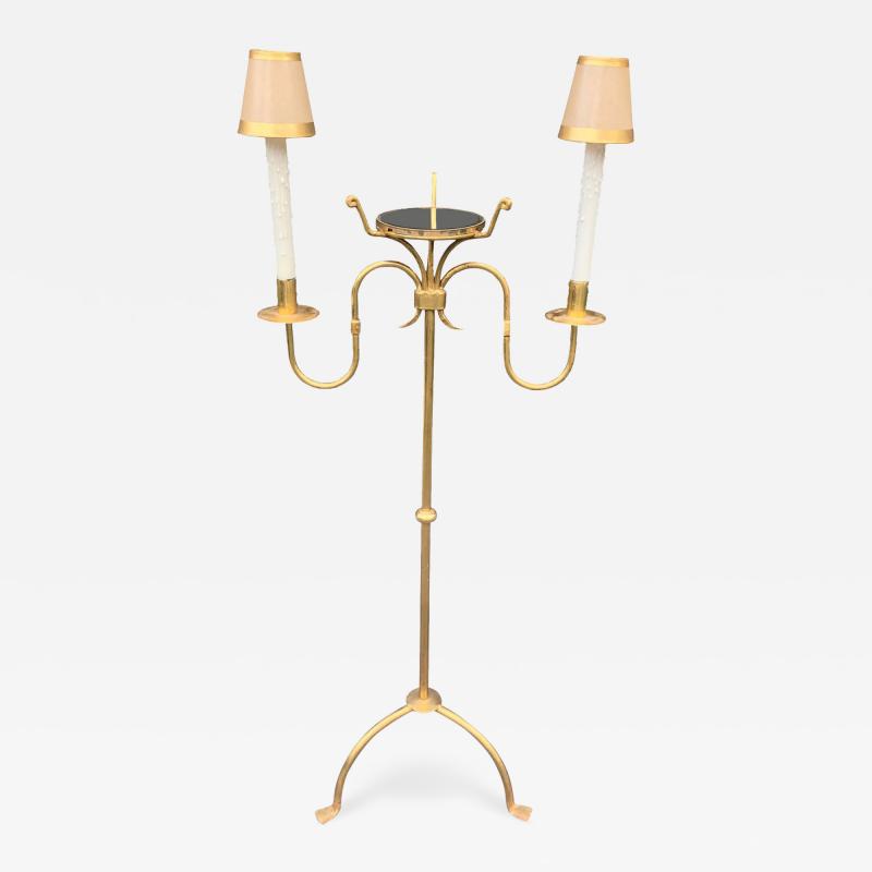 Tommi Parzinger Unusual Vintage Tommi Parzinger Gilt Metal Floor Lamp