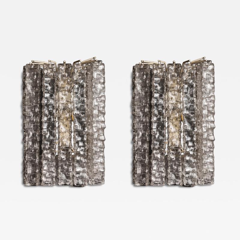 Toni Zuccheri Pair of Wall Sconces by Toni Zuccheri for Venini Squared Murano Tronchis