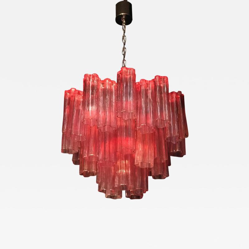 Toni Zuccheri Red Coral Murano Glass Tronchi Chandelier 1970