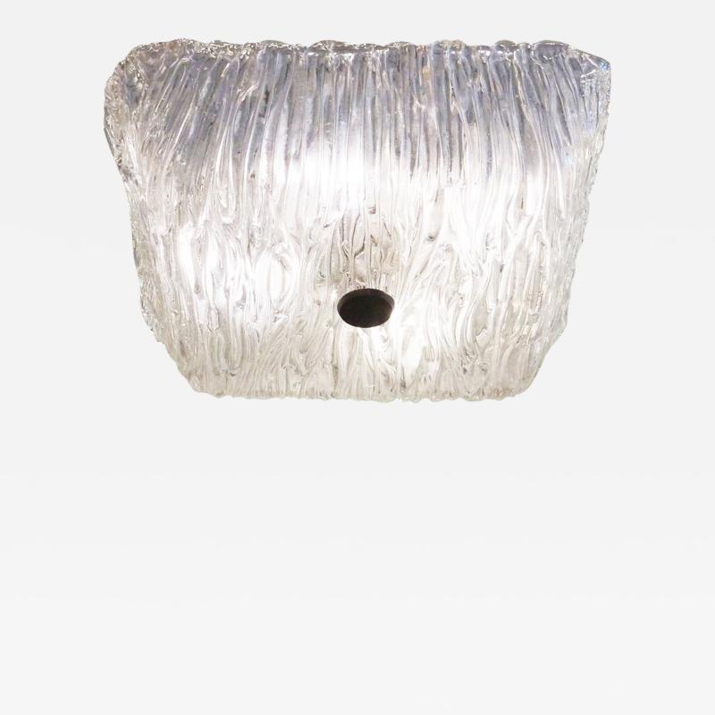 Toni Zuccheri Textured Square Murano Glass Flushmount by Toni Zuccheri for Venini