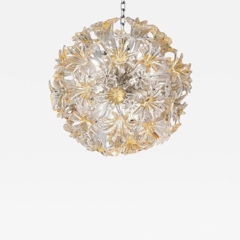 Toni Zuccheri Toni Zuccheri for Venini Clear Amber Murano Glass Esprit Chandelier 1970s