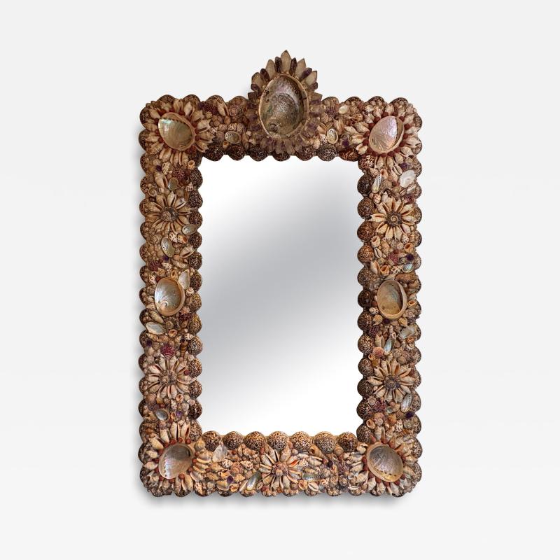 Tony Duquette French Modern Seashell Amethyst And Rock Crystal Mirror