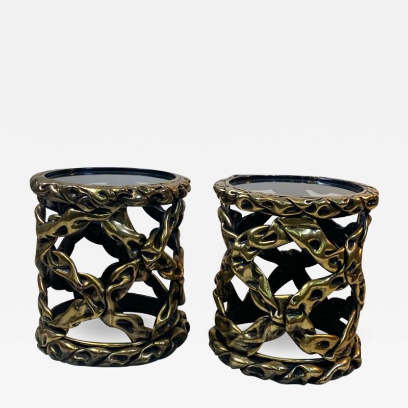 Tony Duquette MODERNIST PAIR OF GOLD TAFFY RESIN TABLES INTHE MANNER OF TONY DUQUETTE