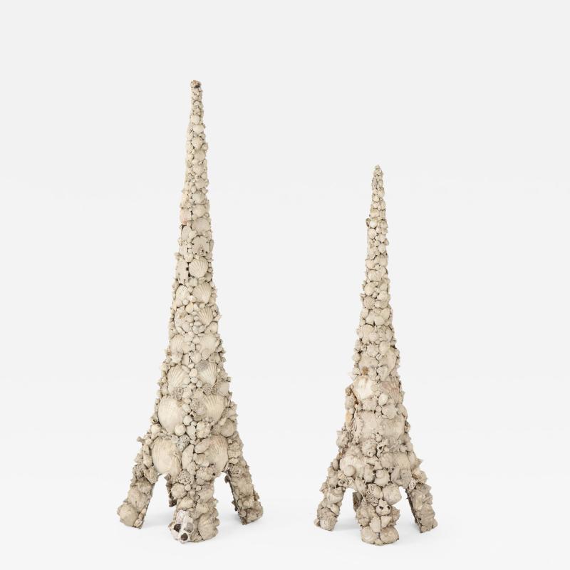 Tony Duquette Monumental pair of Decorative Shell Pagodas