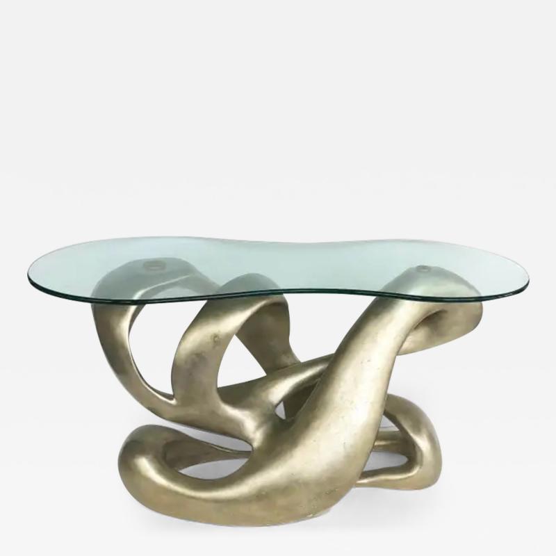 Tony Duquette Tony Duquette for Baker Biomorphic Console Silver Leaf Finish