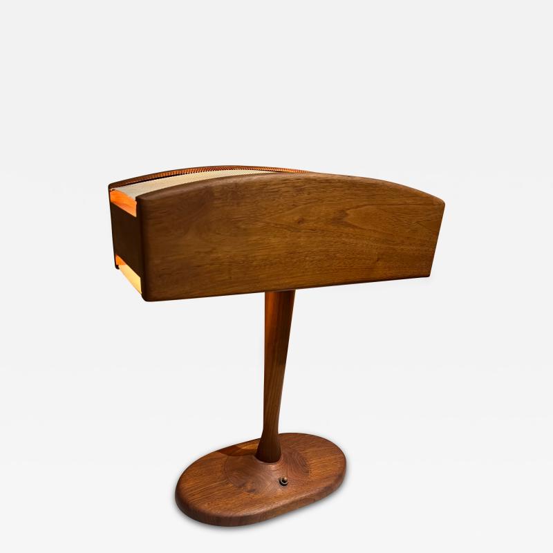 Tony Paul 1960s Midcentury Modern Warm Walnut Wood Desk Lamp Organic Beauty