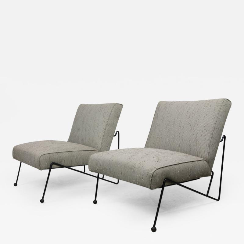 Tony Paul Pair of Iron Slipper Chairs by Tony Paul