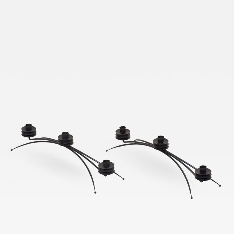 Tony Paul Rare Pair of Triple Candelabra by Tony Paul for Woodlin Hall US 1950s