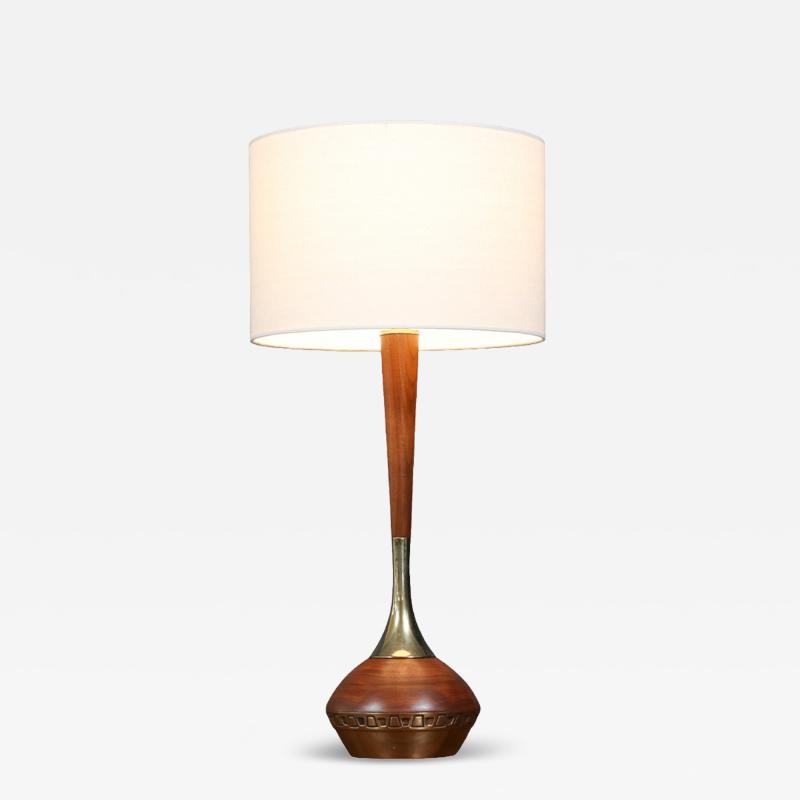 Tony Paul Tony Paul Sculpted Walnut Brass Table Lamp by Westwood Industries