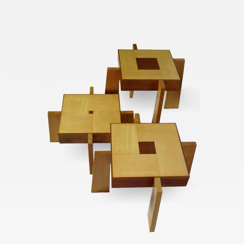 Toqapu Studio Rare Studio Nest of Three Incan Influenced Tables by Toqapu Studio circa 1985