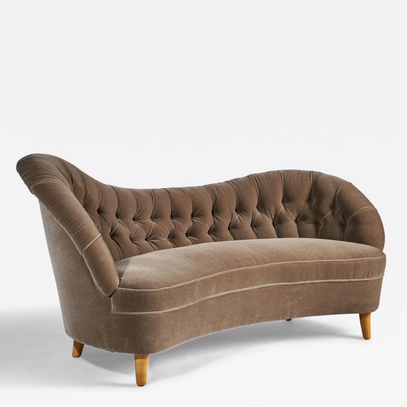 Tor Wolfenstein Tor Wolfenstein Sofa with Mohair and Wood Sweden 1940s