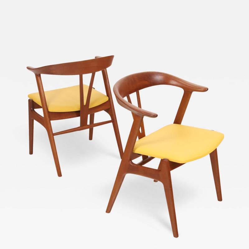 Torbjorn Afdahl Pair of Scandinavian Modern Teak Leather Occasional Chairs by Torbjorn Afdahl