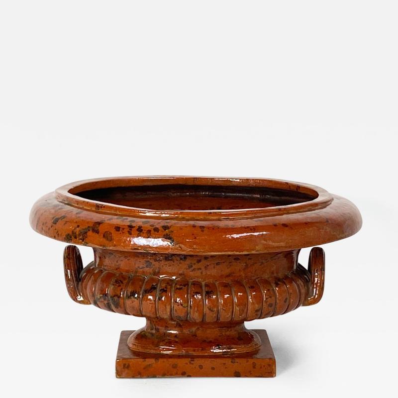 Tortoiseshell Glazed Terracotta Planter circa 1950