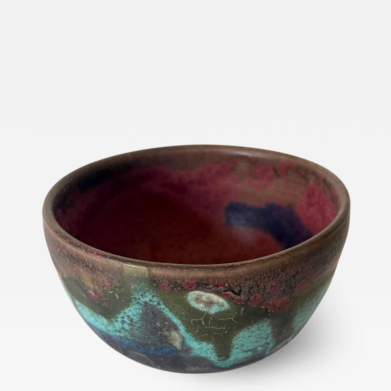 Toshiko Takaezu Ceramic Tea Bowl with Brilliant Glaze by Toshiko Takaezu
