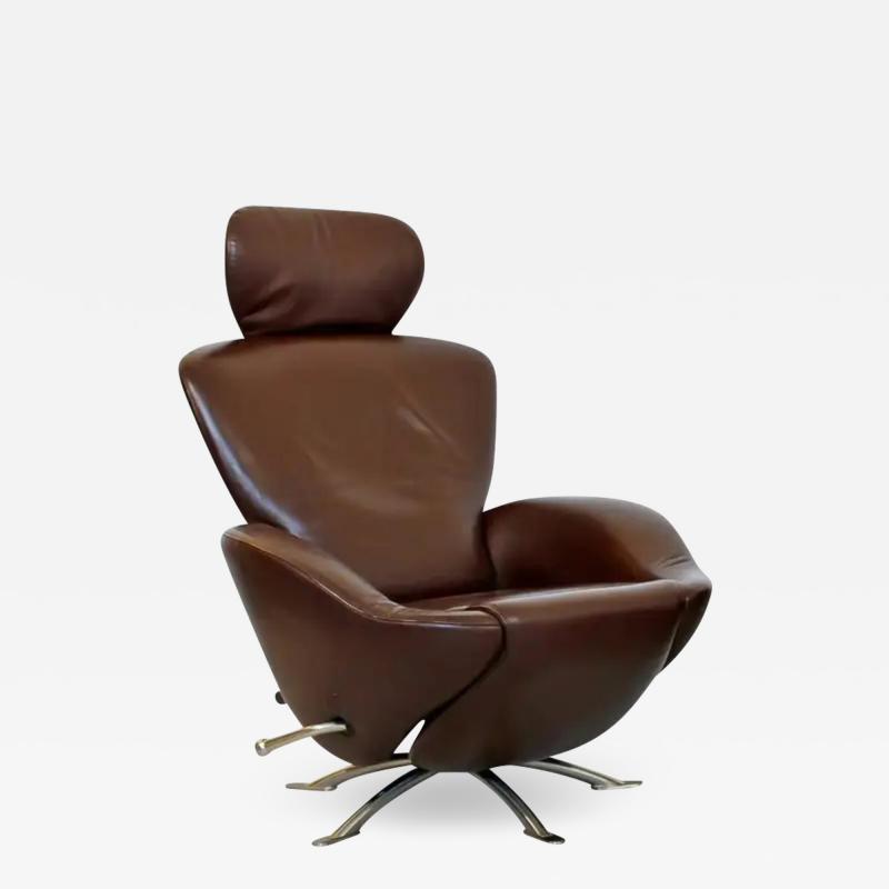 Toshiyuki Kita Toshiyuki Kita for Cassina Dodo Reclining Lounge Chair in Brown Leather