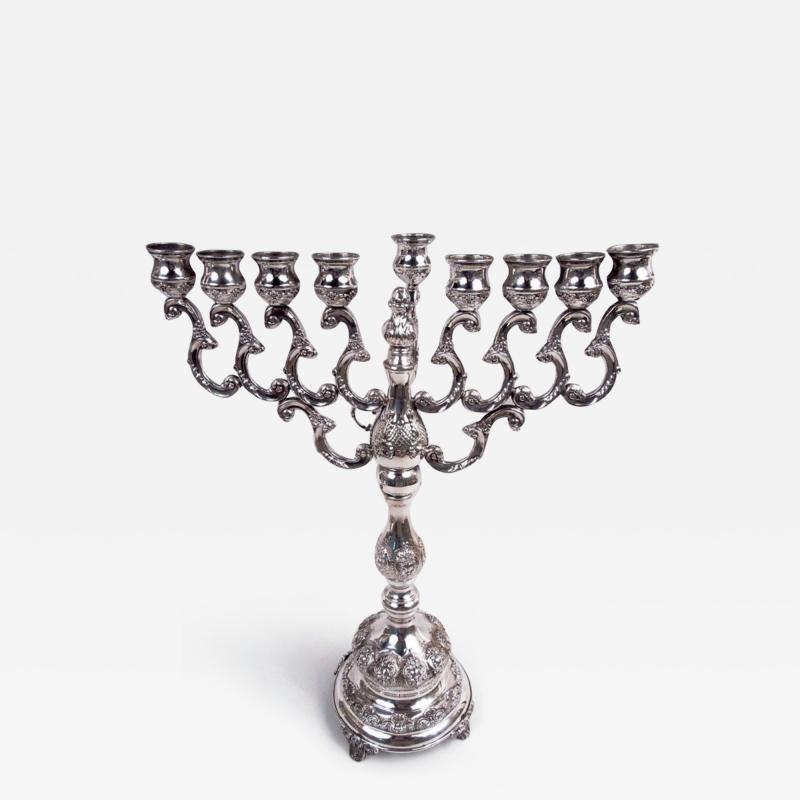 Traditional Classical Sterling Silver Hannukah Menorah