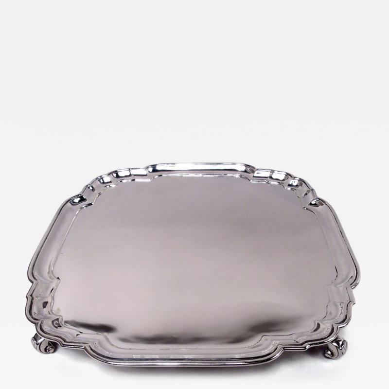 Traditional Georgian Sterling Silver Square Cartouche Salver Tray
