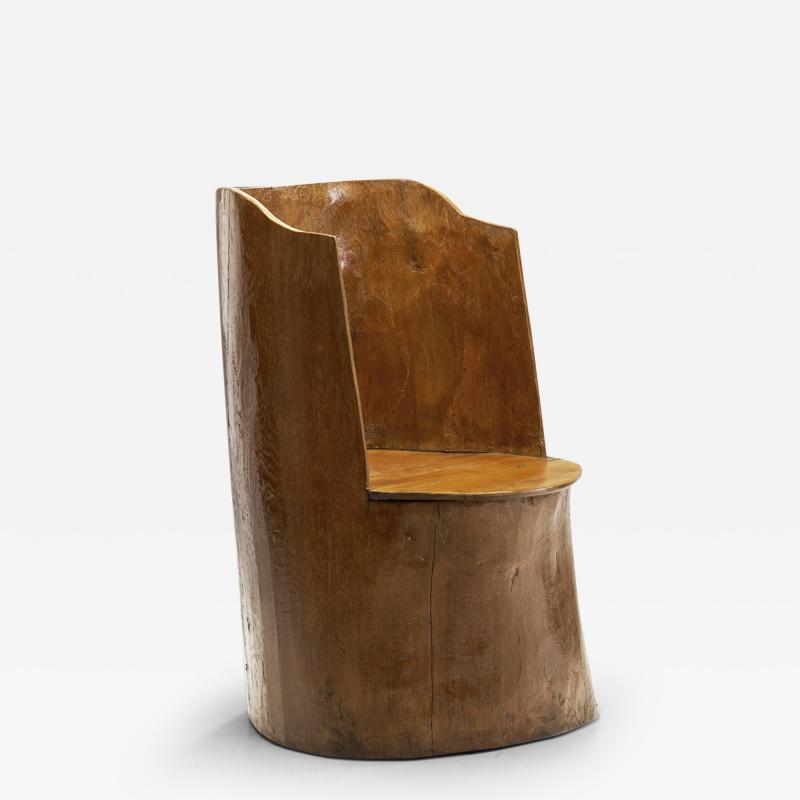 Traditional Norwegian Carved Kubbestol Norway early 20th century