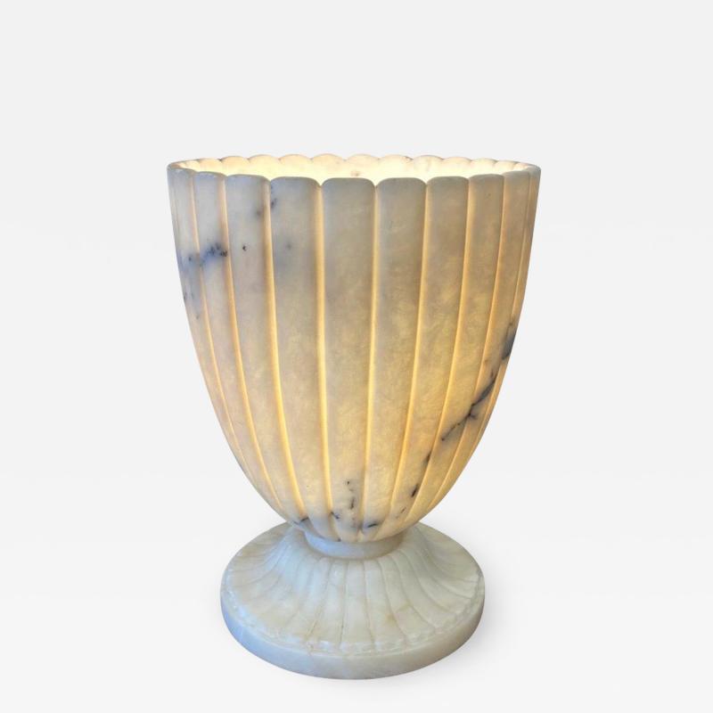 Travail Francais Art Deco Alabaster Table Lamp