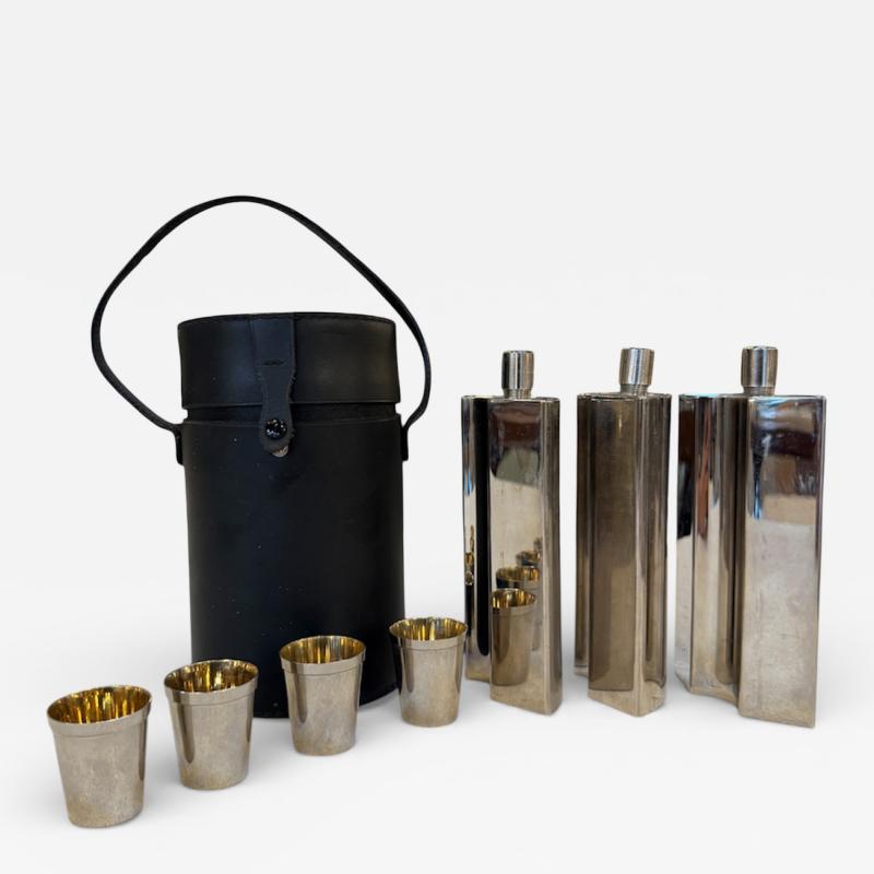 Travel Bar Set with Flasks and Cups 1970s