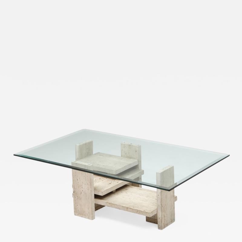 Travertine Postmodern Coffee Table 1970s