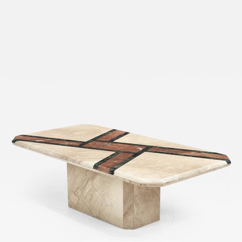 Travertine and Marble Coffee Table 1980