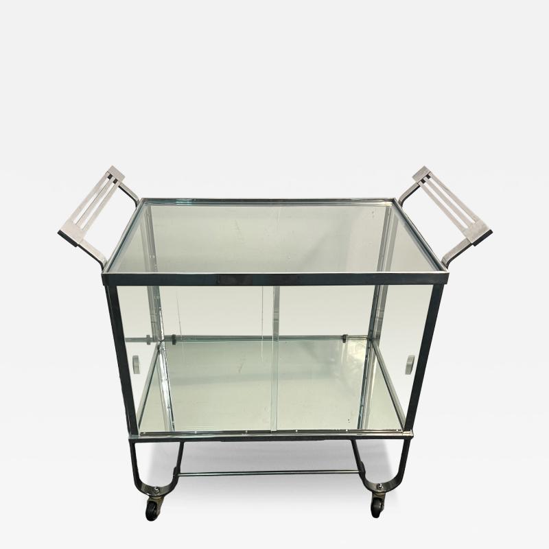 Treitel Gratz Treitel Gratz RARE MODERNIST ART DECO CHROME GLASS BAR CART BY TREITEL GRATZ