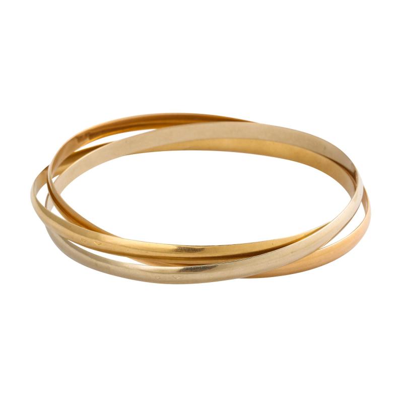 Tricolor18 k Gold Rolling French Bangles