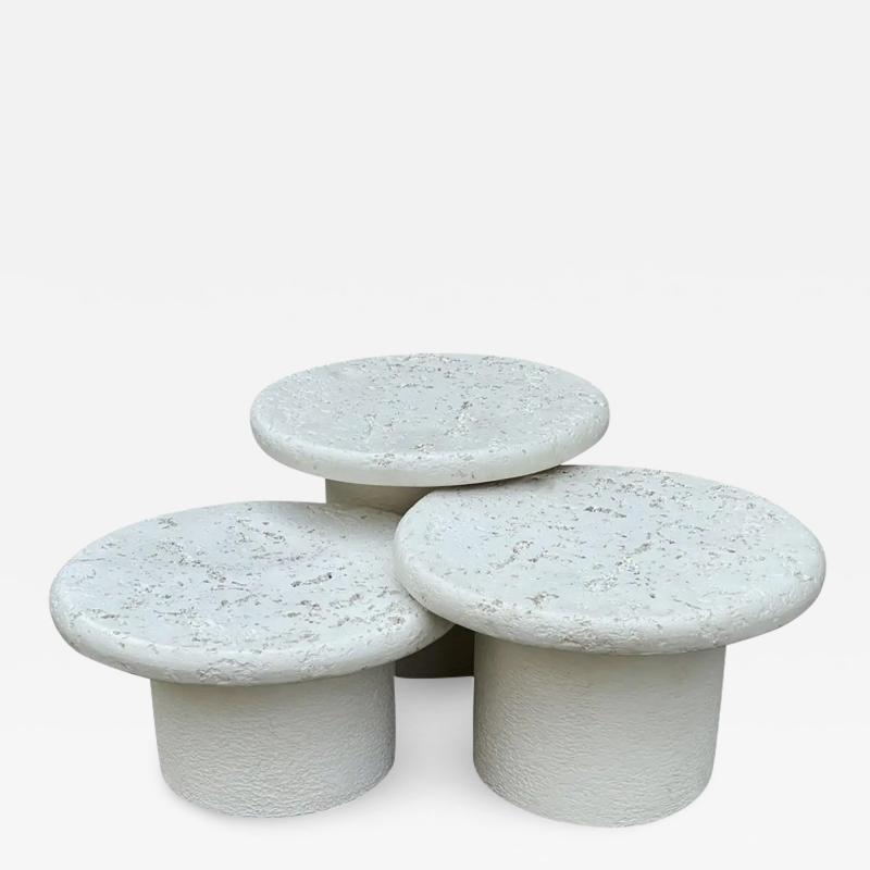 Trio of Mid Century Italian Post Modern Faux Stone Cocktail Table Set
