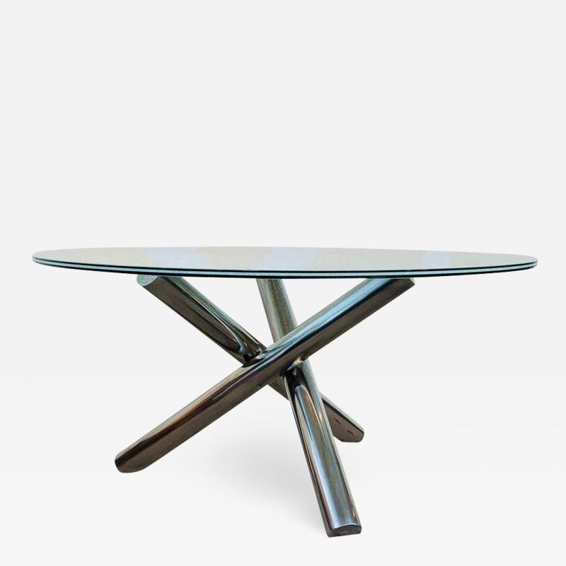 Tripod Dining Table with Crackled Glass Top