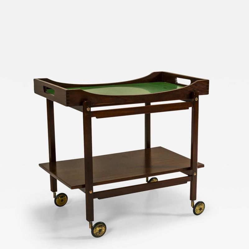 Trolley In Solid Wood Finished With Mahogany Veneer Italy 1960s