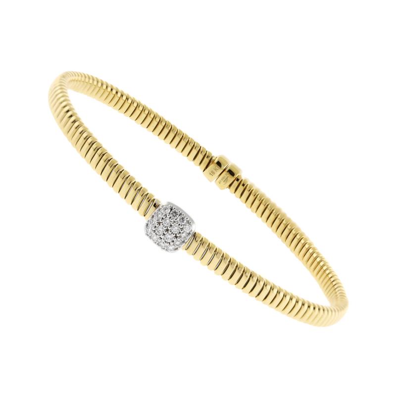 Tubogas Bracelet with Cushion Shaped Pave Diamond Center