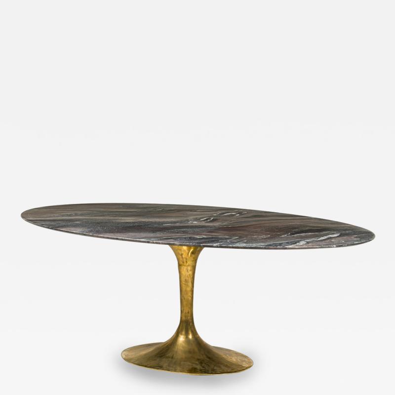 Tulipa Marble Hand Forged Bronze Dining Table Oval 