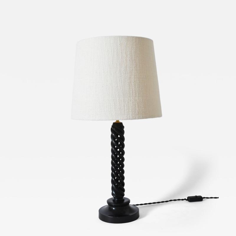 Turned ebonised wooden lamp 1960s 