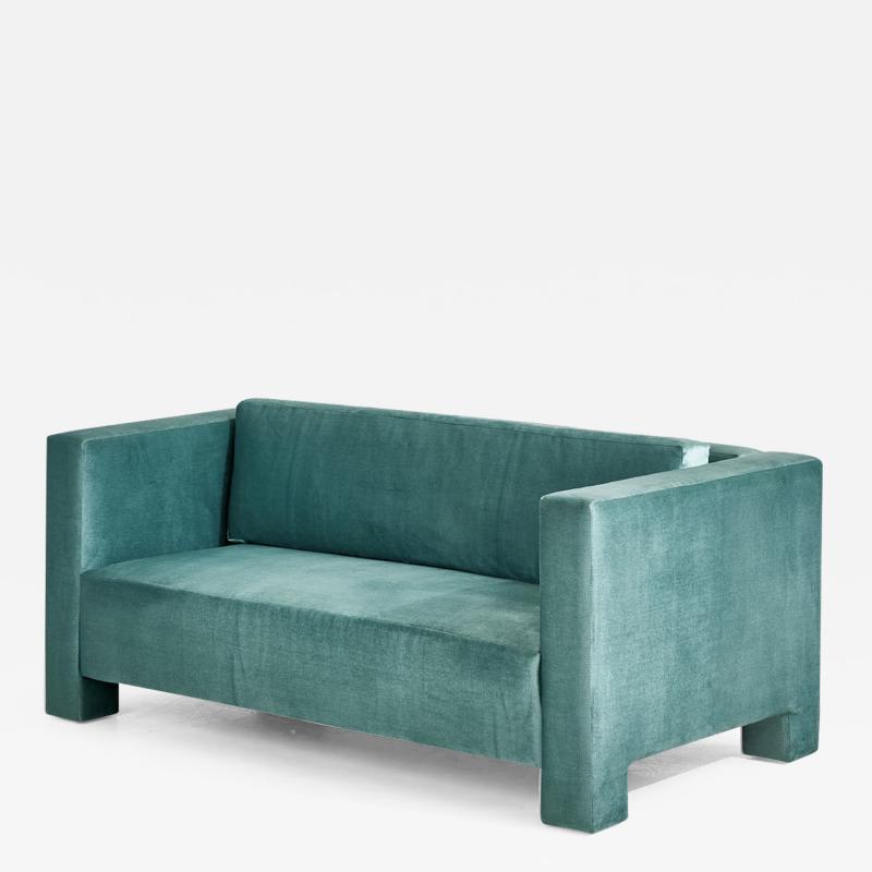 Turquoise Postmodern Cubic Settee 1970