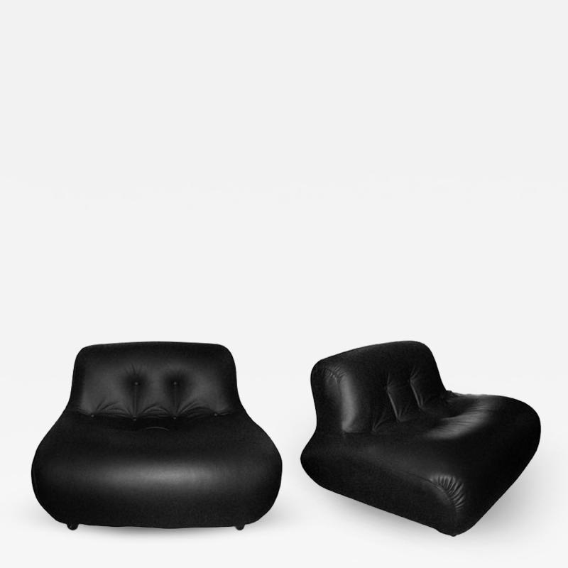 Two 1970 1980 leather armchairs by Bellini