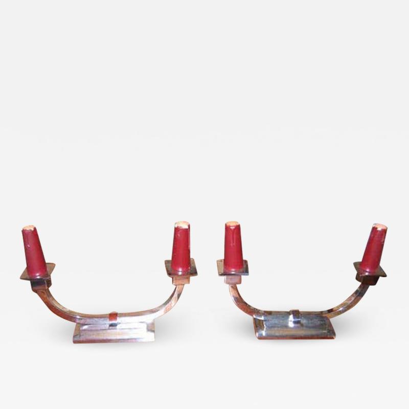 Two Chromed Bronze Candlesticks