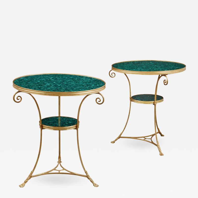 Two French malachite and gilt bronze circular side tables