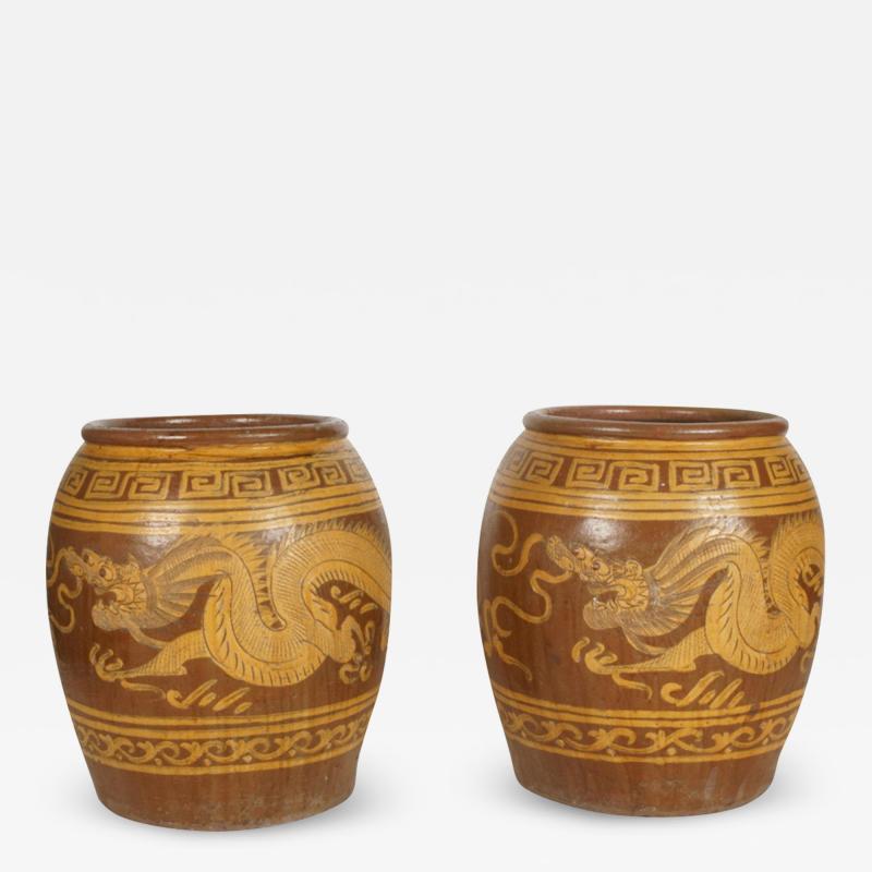 Two Large Chinese Martaban Storage Jars c 1900 1930