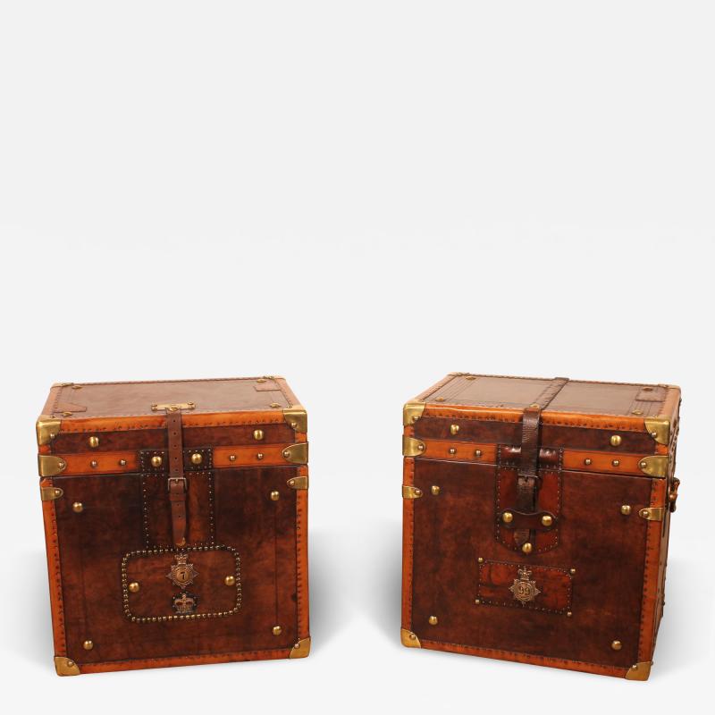 Two Military Trunks Early 20th Century In Leather