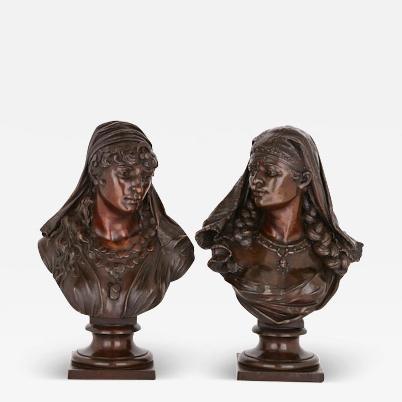 Two Orientalist spelter busts of female figures