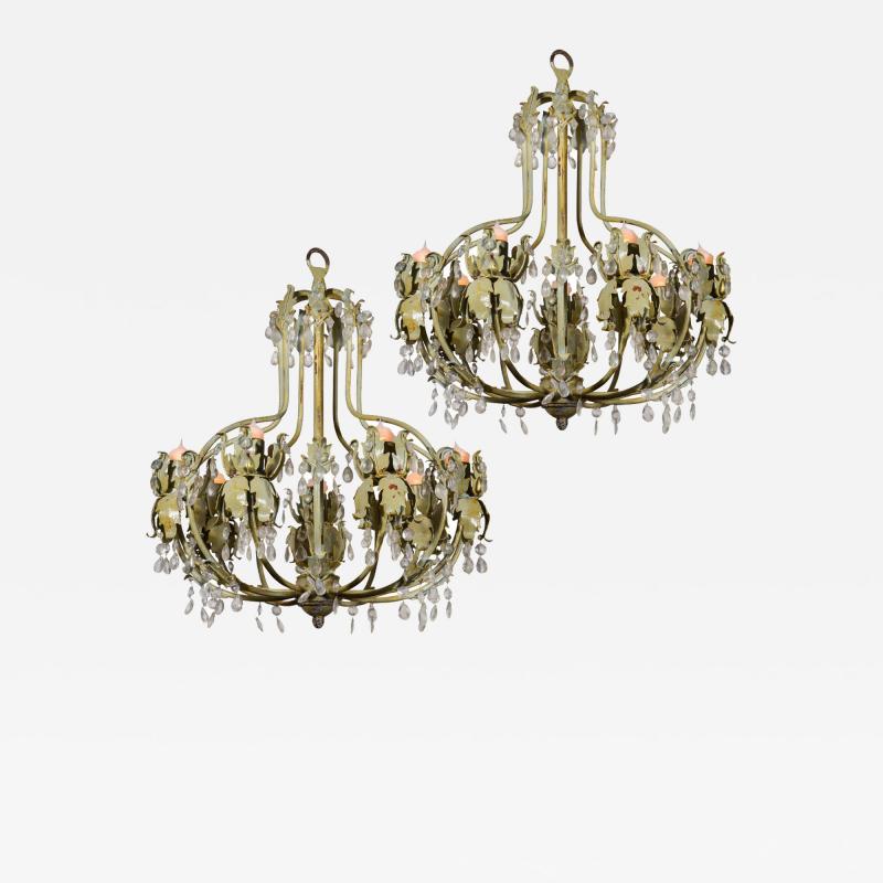 Two Painted Iron Chandeliers