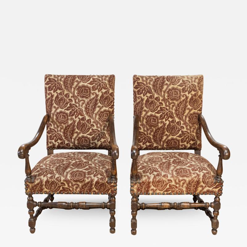 Two Pairs of 20th Century French Arm Chairs