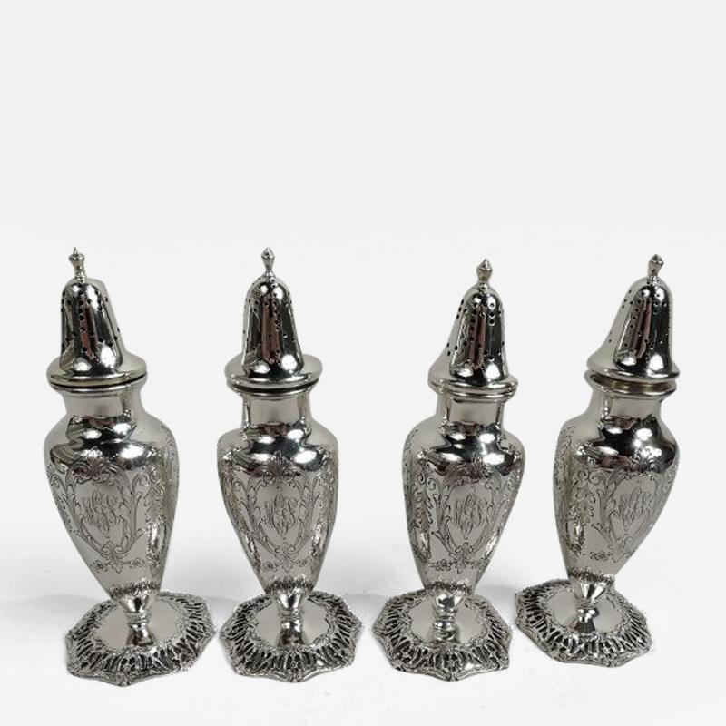 Two Pairs of Antique Edwardian Regency Salt Pepper Shakers