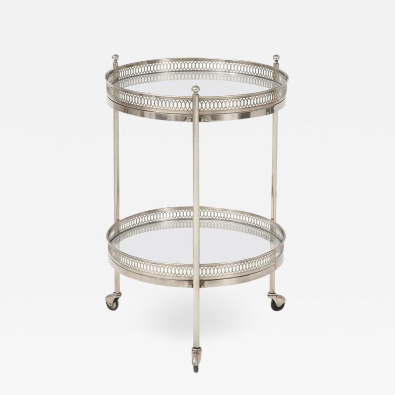 Two Tier Bar Cart in Polished Nickel